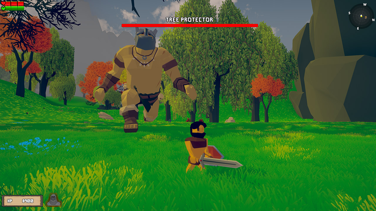 Barbarian boss fight against the Tree Protector